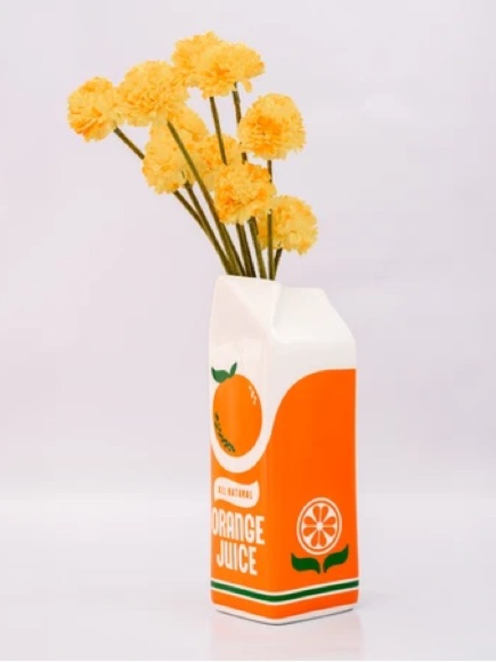 ban.do White and Orange Ceramic Juice Carton Vase